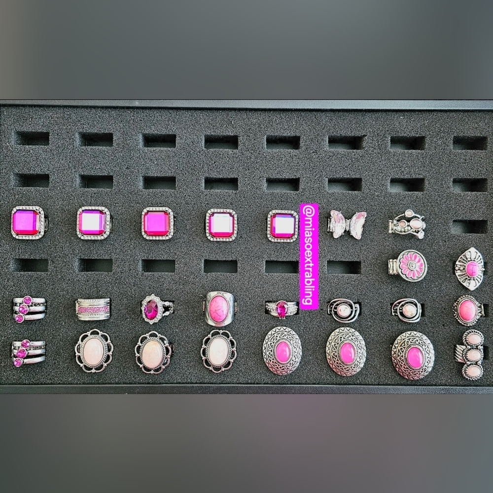 Elegant Pink and Silver 25 Pcs Ring Paparazzi Accessories Jewelry Set